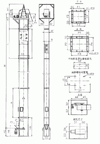 NE斗式提升机内部结构图纸展示